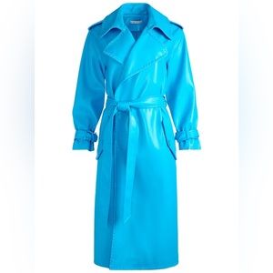Alice + Olivia - Blue VEGAN LEATHER TRENCH COAT